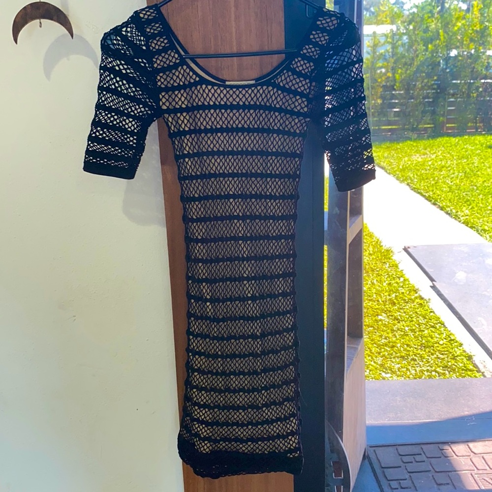 Arden B skin tight dress with nude underlay